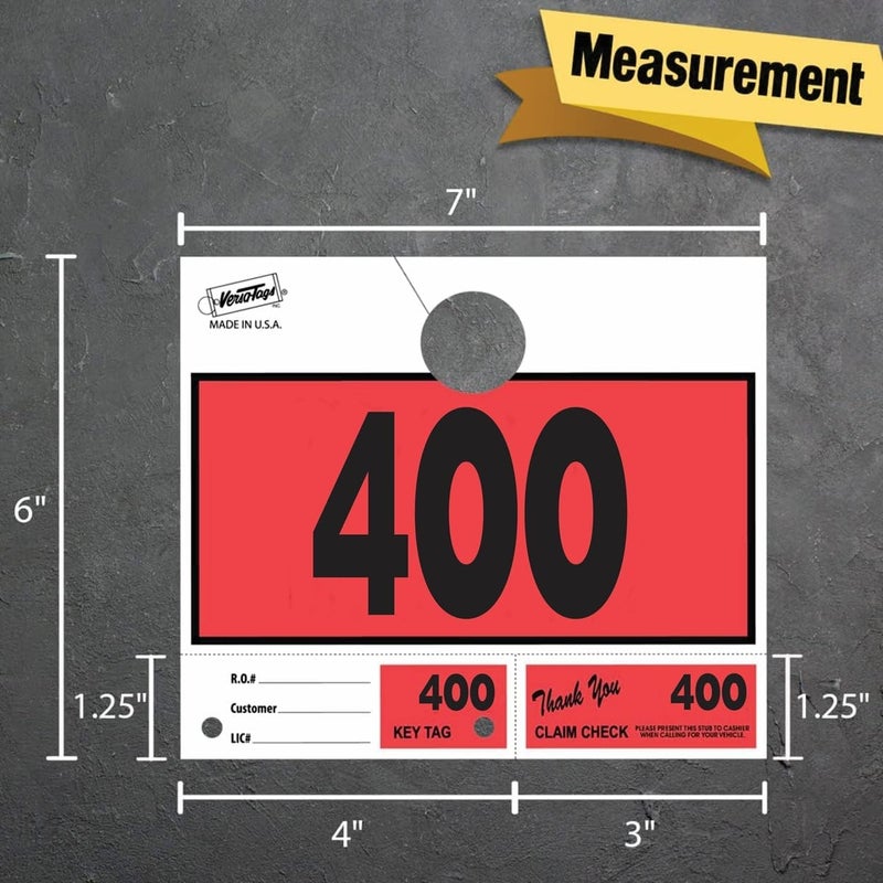 Versa-Tags 100 Car Dealer Service Hang Tags Service Dispatch Numbers, Repair Department Numbered Key Tags for Mechanic Body Shop - Image 2